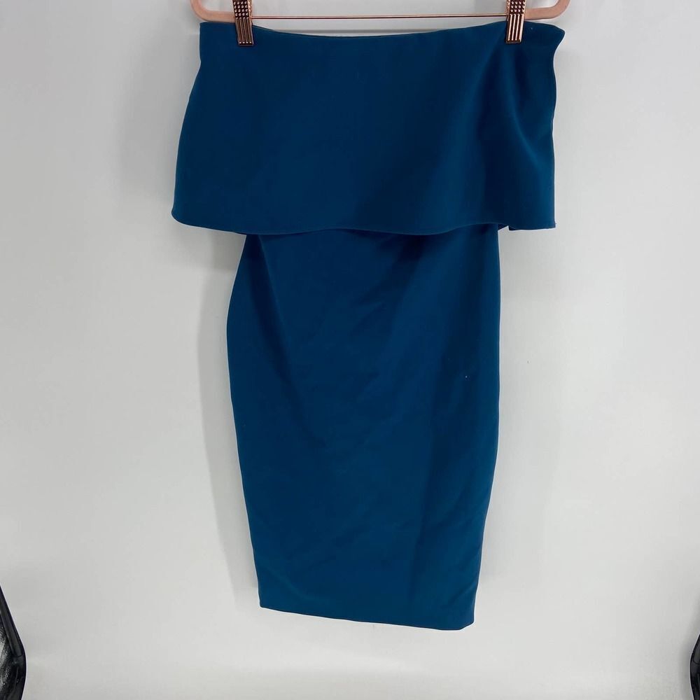 Likely Driggs strapless dark teal sheath knee length cocktail dress women 6